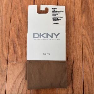 NWT DKNY DONNA KARAN NEW YORK TIGHTS with Control Top, Medium, CAMEL